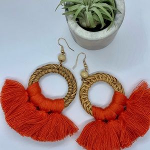 Boho Rattan and fringe Earrings